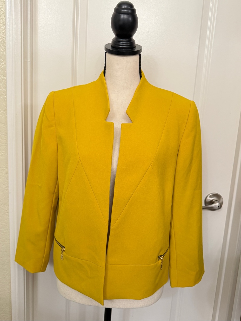 Women’s Mustard Yellow Open-Front Blazer Jacket - Size 8